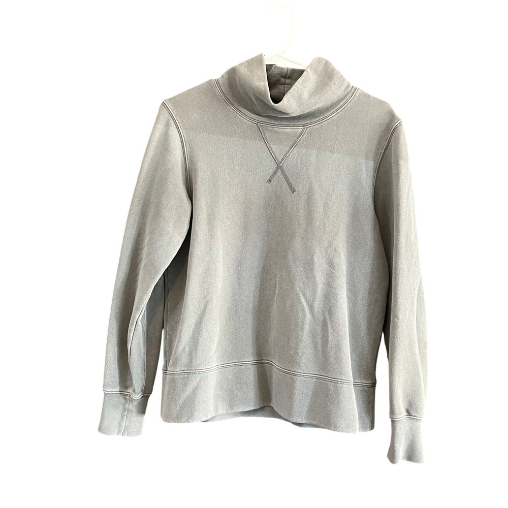 Madewell Funnel Neck Sweatshirt Faded Grey Mock Neck V-Stitch Pullover Small